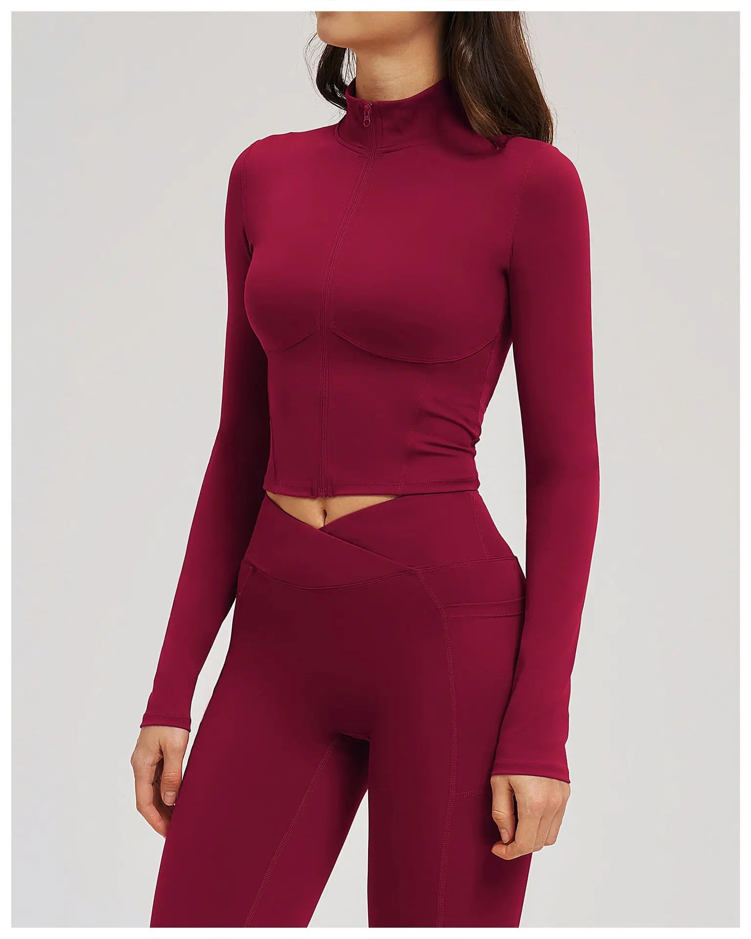 Yoga Long Sleeve Zipper Jacket Women Crop Tops T-shirts Solid Sports Top Running Shirts Sexy Quick Dry Fitness Gym Sport Wear