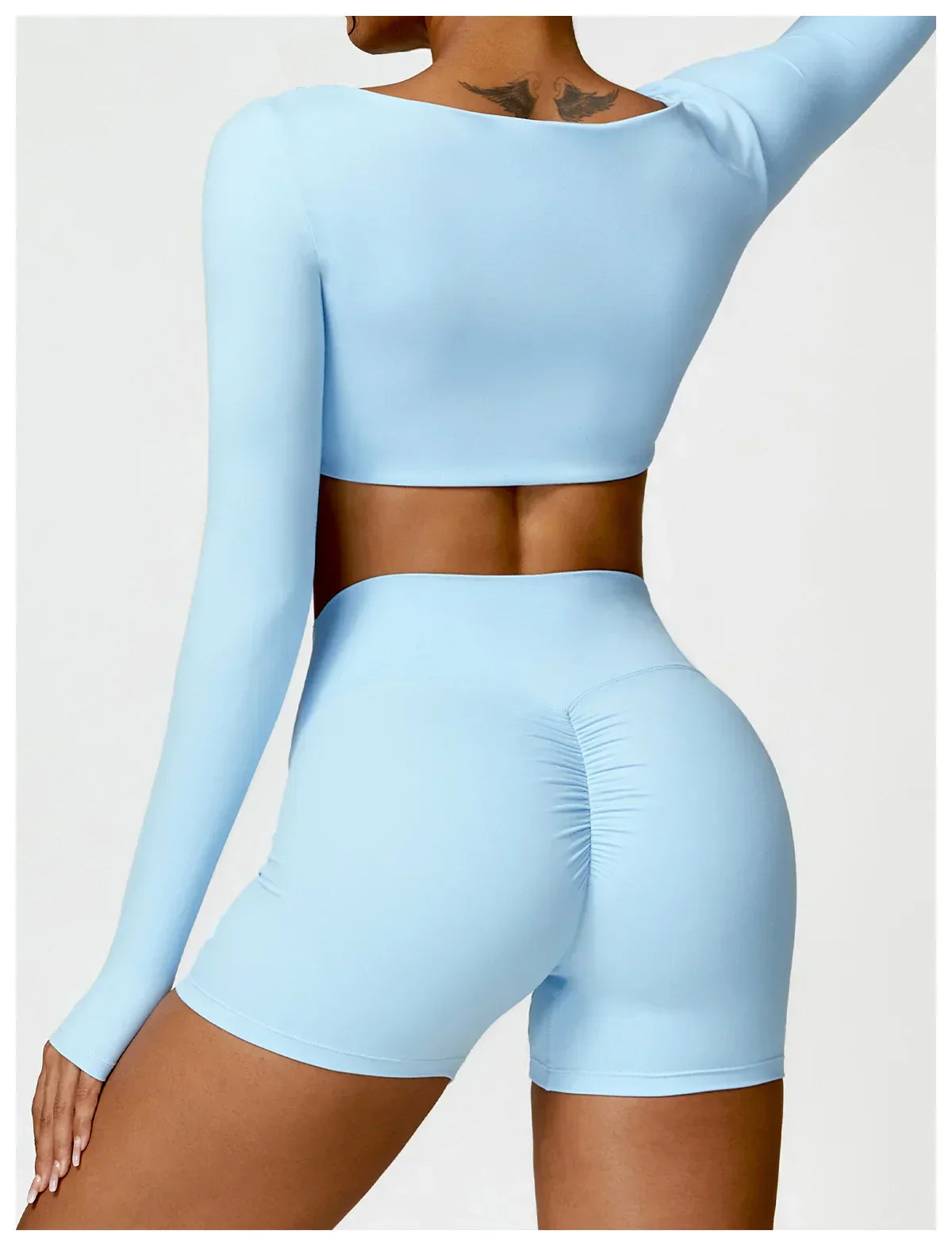 Women Tracksuit Yoga Set 2PCS Sportswear Workout Clothes Athletic Wear Gym Legging Fitness Bra Crop Top Long Sleeve Sports Suits