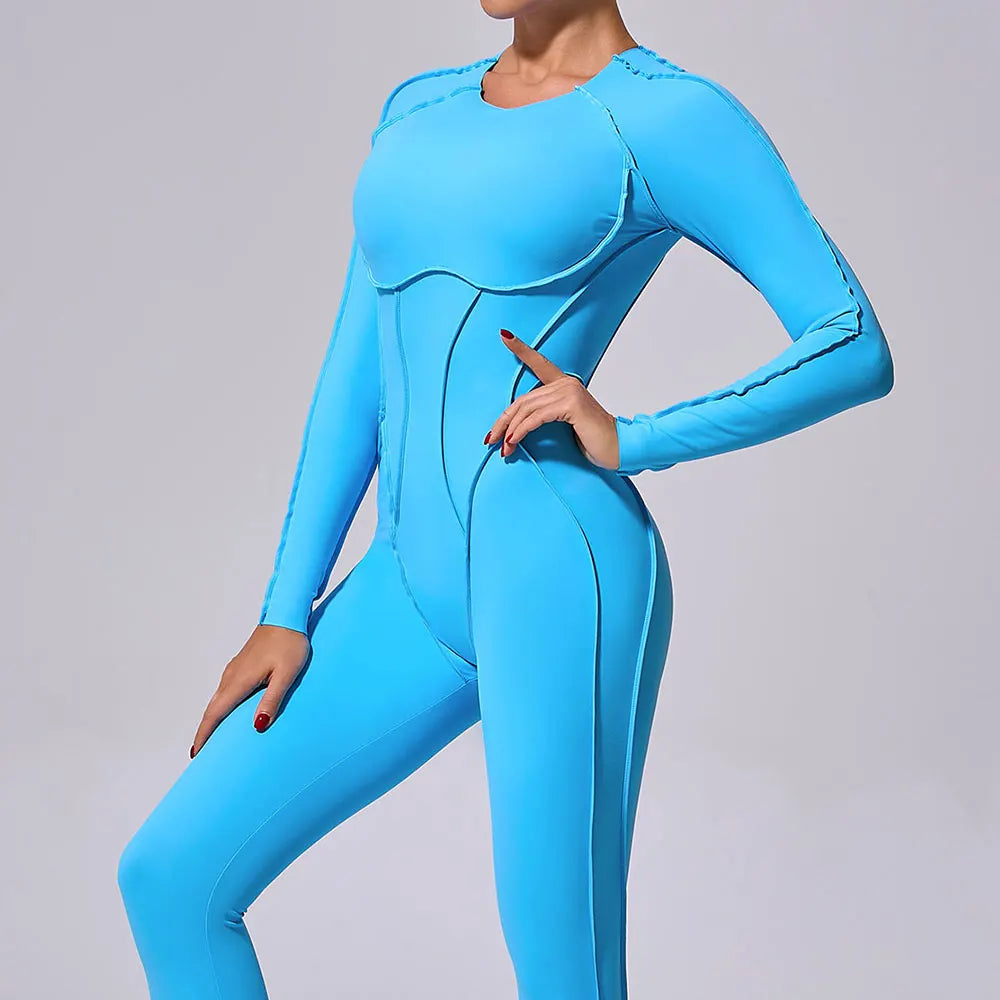 Workout Jumpsuit Sports Overalls Women Tracksuit Gym Clothing Running Long Sleeved Fitness Suits Gym Clothes Sportswear Yoga Set