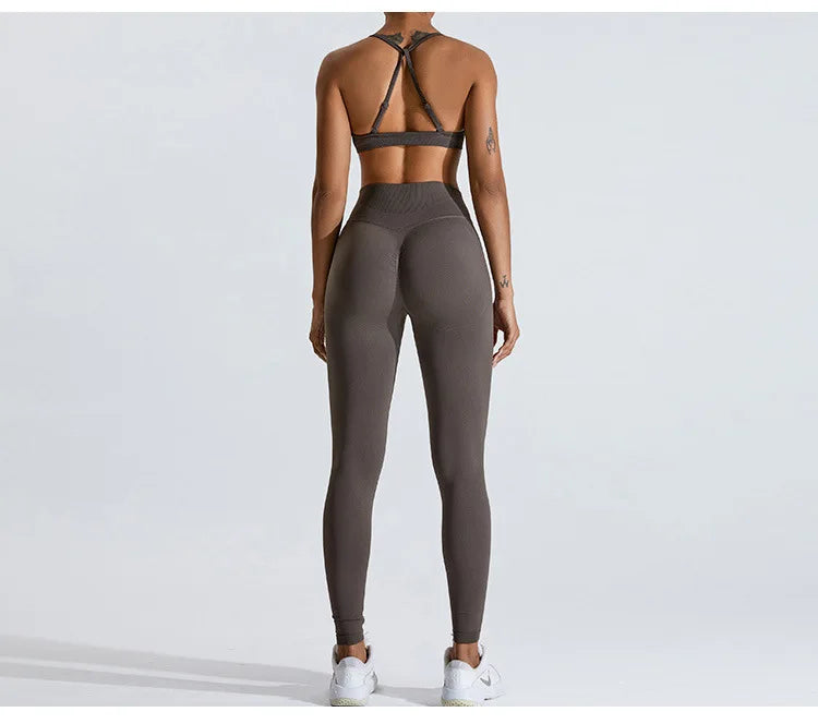 Women Sports Underwear Scrunch Push-up High Support Adjustable Thin Shoulder Strap Tank Fitness Top Seamless Workout Yoga Bras