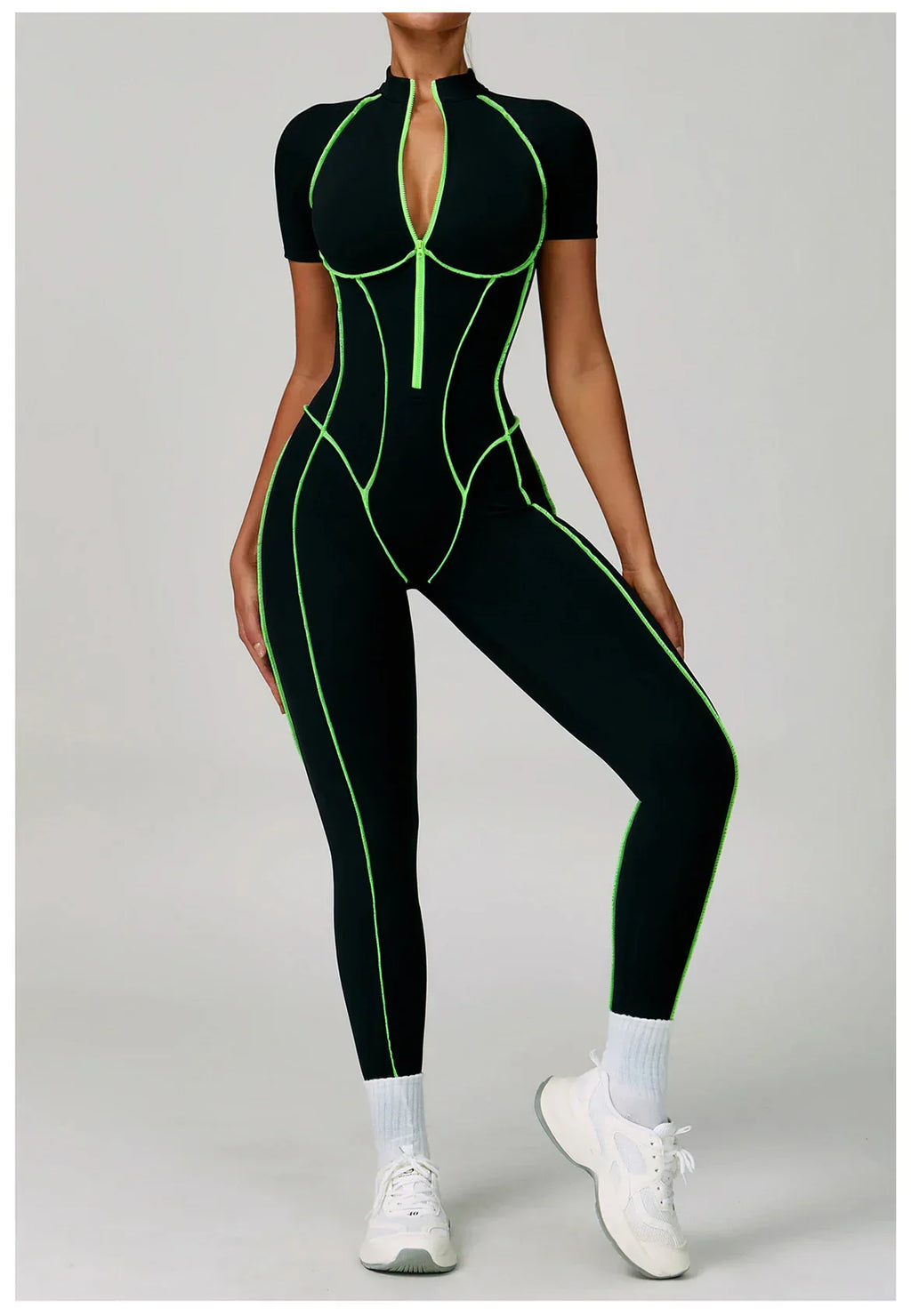 Gym Set Women Training Yoga Suit Sportswear Women Short Sleeves Sports Jumpsuit Fitness Rompers Zipper Push Up Workout Bodysuits