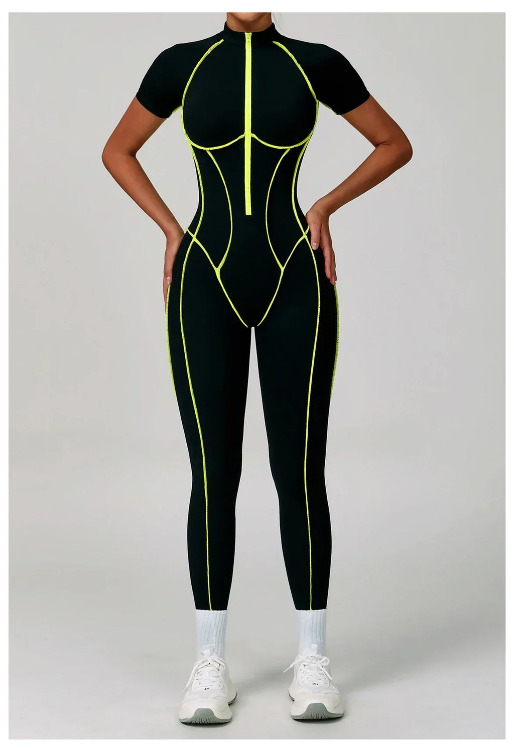 Gym Set Women Training Yoga Suit Sportswear Women Short Sleeves Sports Jumpsuit Fitness Rompers Zipper Push Up Workout Bodysuits