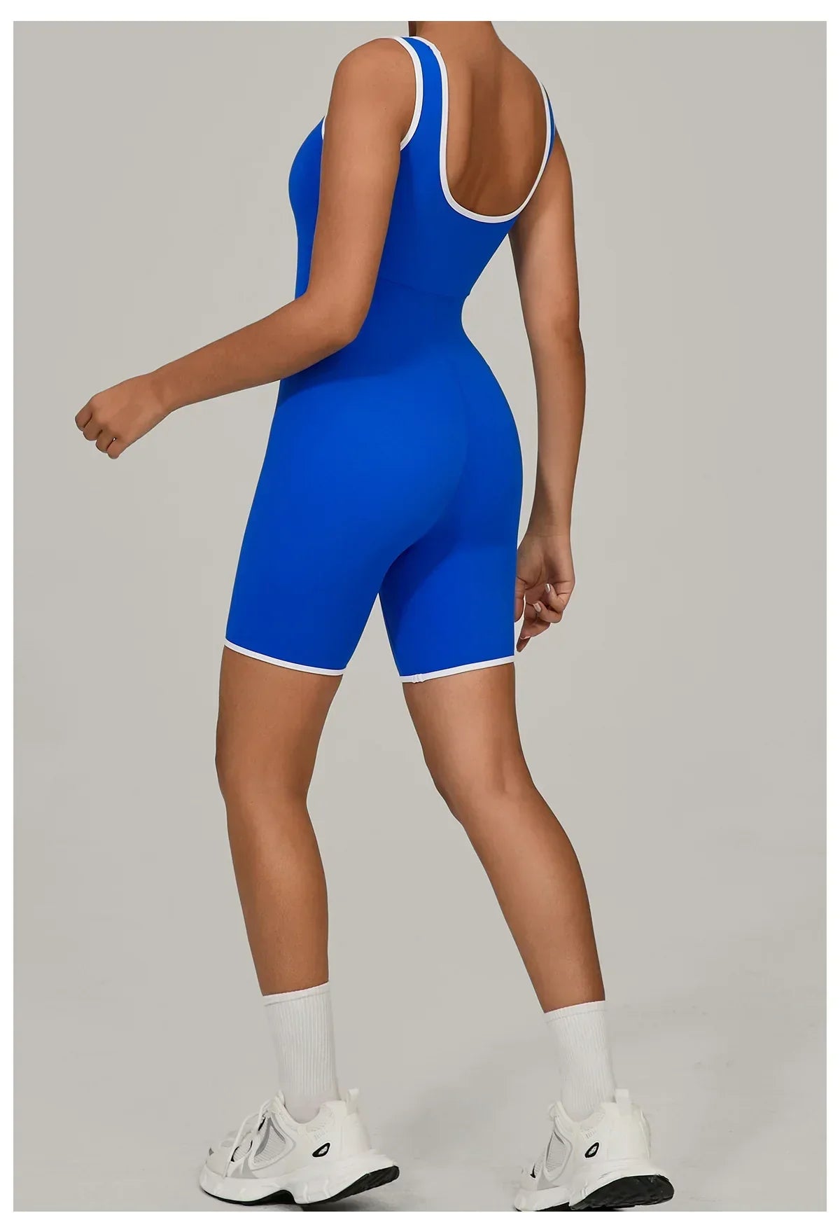 Women Color Blocked Yoga Jumpsuit Sleeveless Romper Elastic Quick Drying Fitness Workout Sportswear One-Piece Short Yoga Clothes