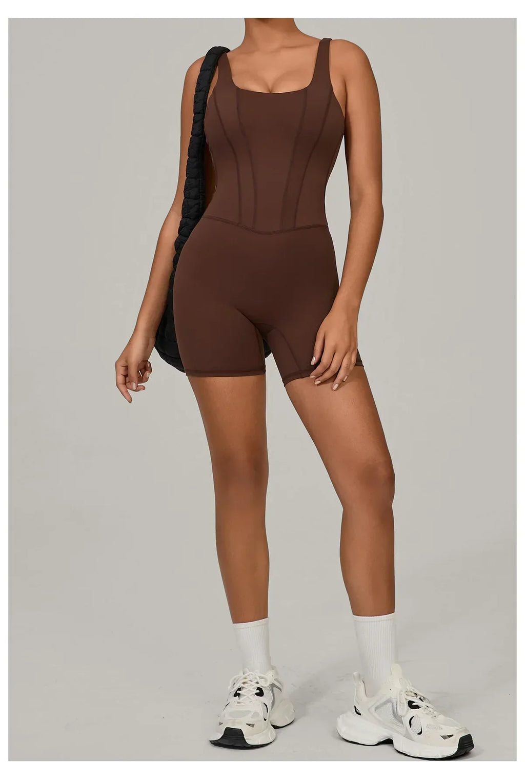 Women's Tracksuit Backless Workout Rompers Top Bodycon One Piece Halter Sleeveless Bodysuit Short Jumpsuits Push Up Sportswear