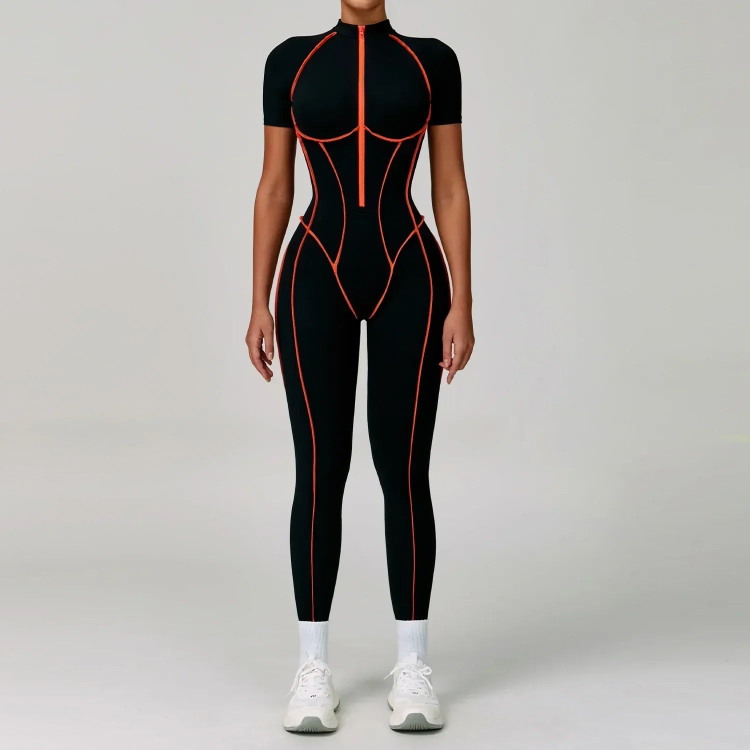 Gym Set Women Training Yoga Suit Sportswear Women Short Sleeves Sports Jumpsuit Fitness Rompers Zipper Push Up Workout Bodysuits