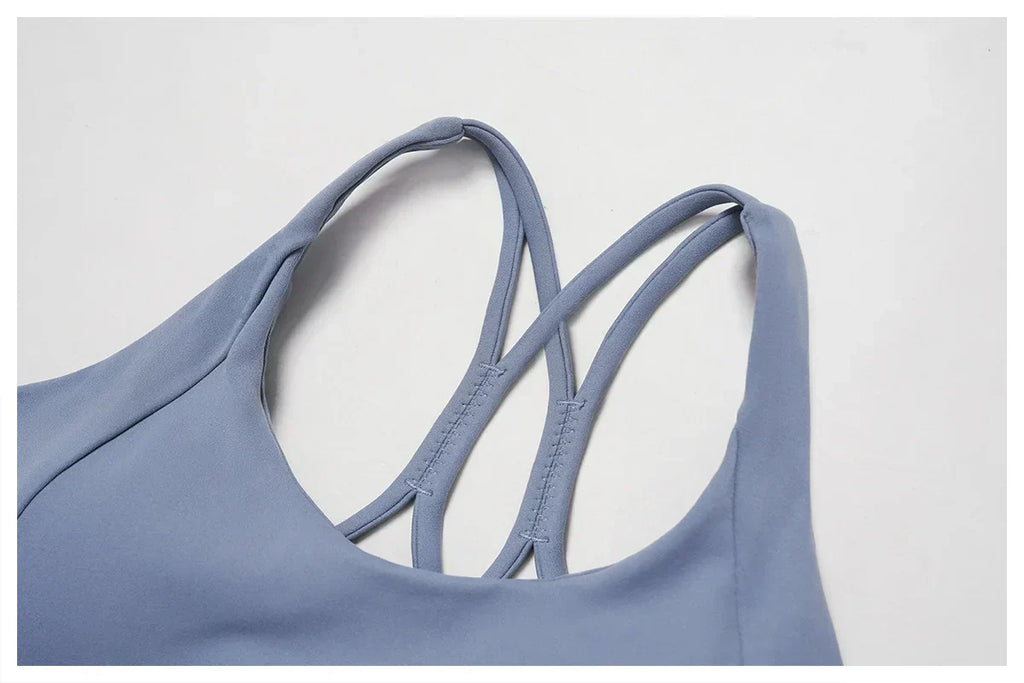 Women Tops Back Cross Strap Tank Top Push Up Underwear Running Sports Bra Breathable Soft Fitness Beauty Solid Color Yoga Bra