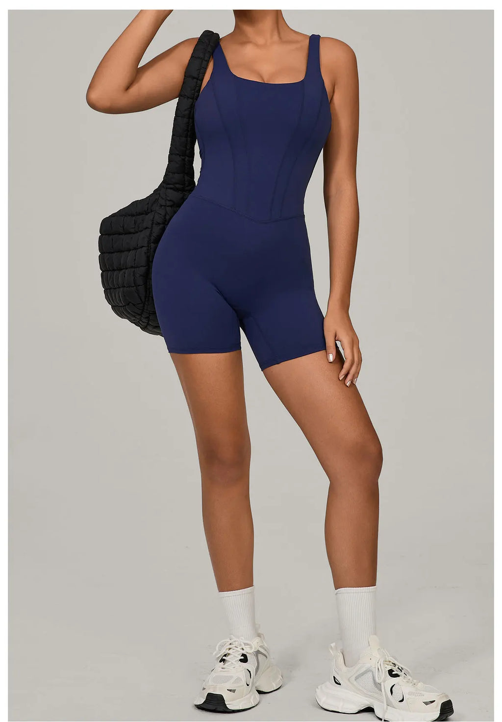Women's Tracksuit Backless Workout Rompers Top Bodycon One Piece Halter Sleeveless Bodysuit Short Jumpsuits Push Up Sportswear