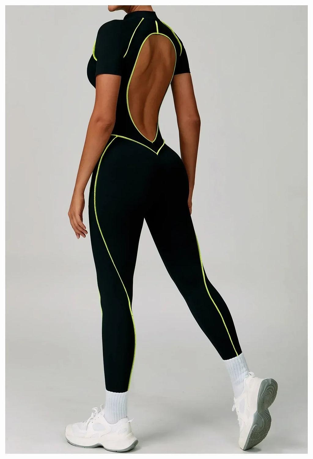 Gym Set Women Training Yoga Suit Sportswear Women Short Sleeves Sports Jumpsuit Fitness Rompers Zipper Push Up Workout Bodysuits