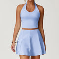 Fitness Tracksuit Yoga Set Women Outfit Gym Clothes Halter Sports Bra Matching Impact Short Skirt 2PCS Workout Sets Sportswear