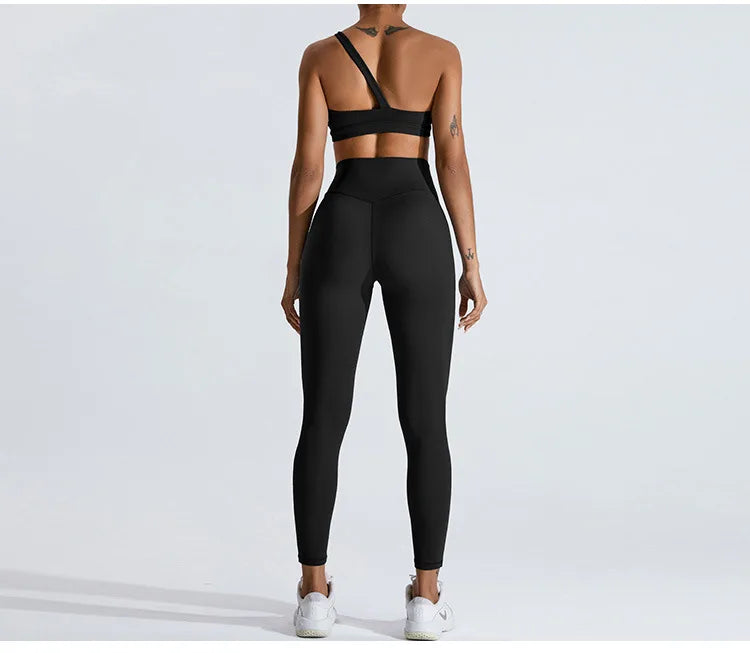 Women One Shoulder Sports Underwear Gym Top Bra Training Women Yoga Bra Stretch High Strength Workout Fitness Women Sports Vest