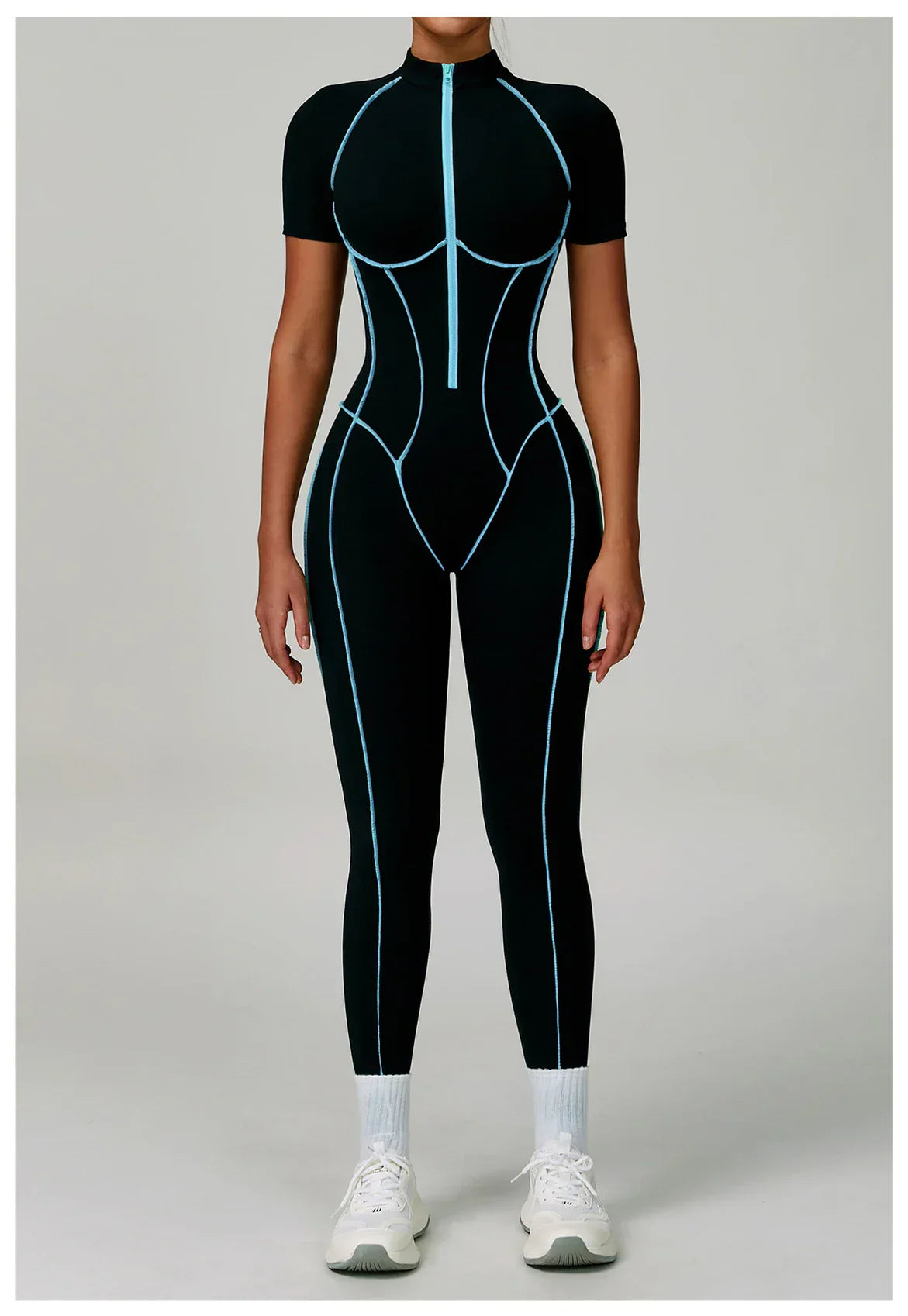 Gym Set Women Training Yoga Suit Sportswear Women Short Sleeves Sports Jumpsuit Fitness Rompers Zipper Push Up Workout Bodysuits