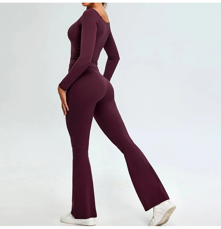 Yoga Set Women's Tracksuit 2 Pieces Workout Sportswear Running Gym Clothing High Waist Leggings Fitness Long Sleeved Sports Suit