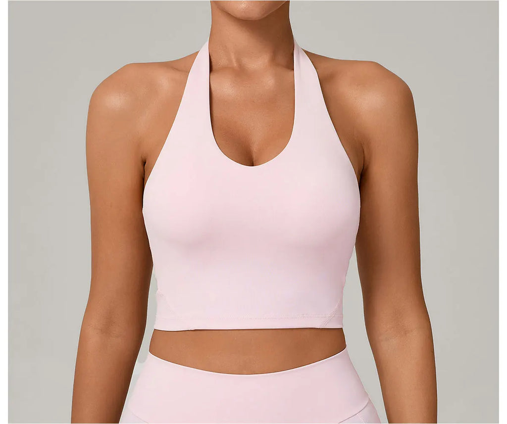Sexy Impact Sports Bra Women Halter Top High Support Push-up Open Back Gym Bra Shockproof Running Fitness Yoga Workout Underwear