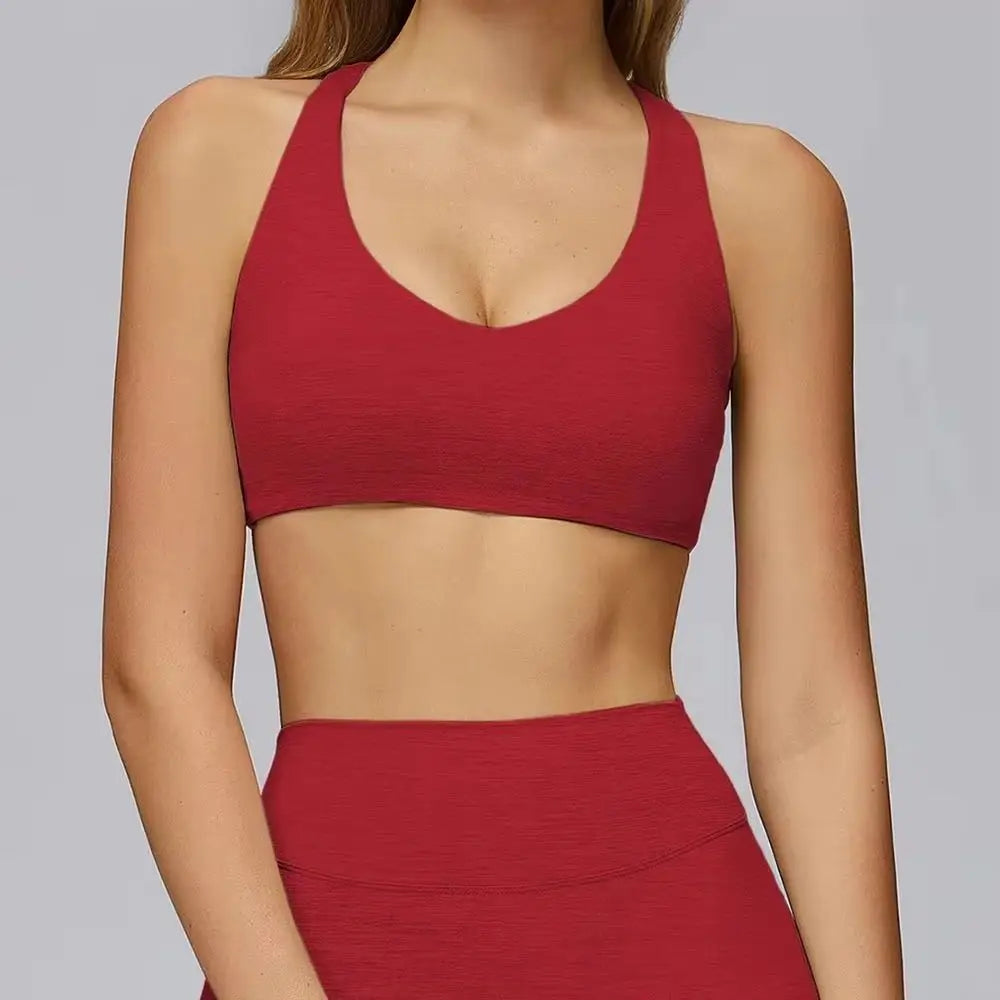 Quick Dry Sports Bra Women Underwear Female Running Gym Bra Push Up Tight Casual Yoga Top V-Neck Bra With Removable Padding Bras