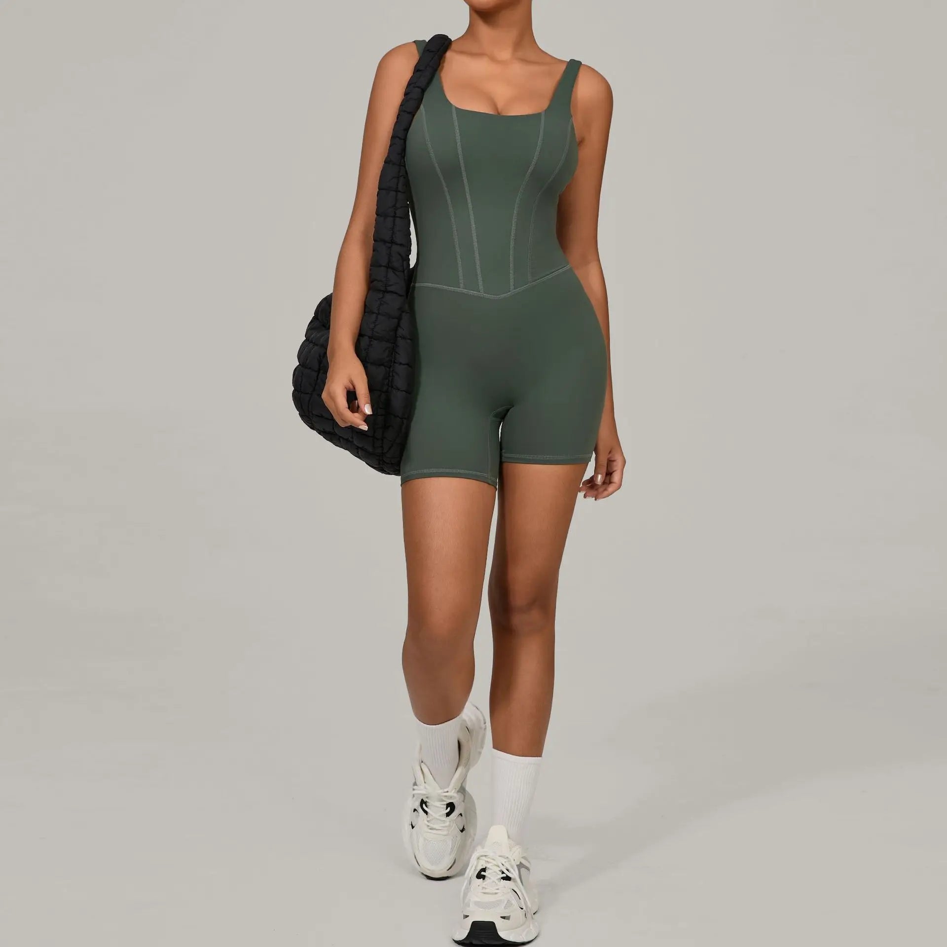 Women's Tracksuit Backless Workout Rompers Top Bodycon One Piece Halter Sleeveless Bodysuit Short Jumpsuits Push Up Sportswear