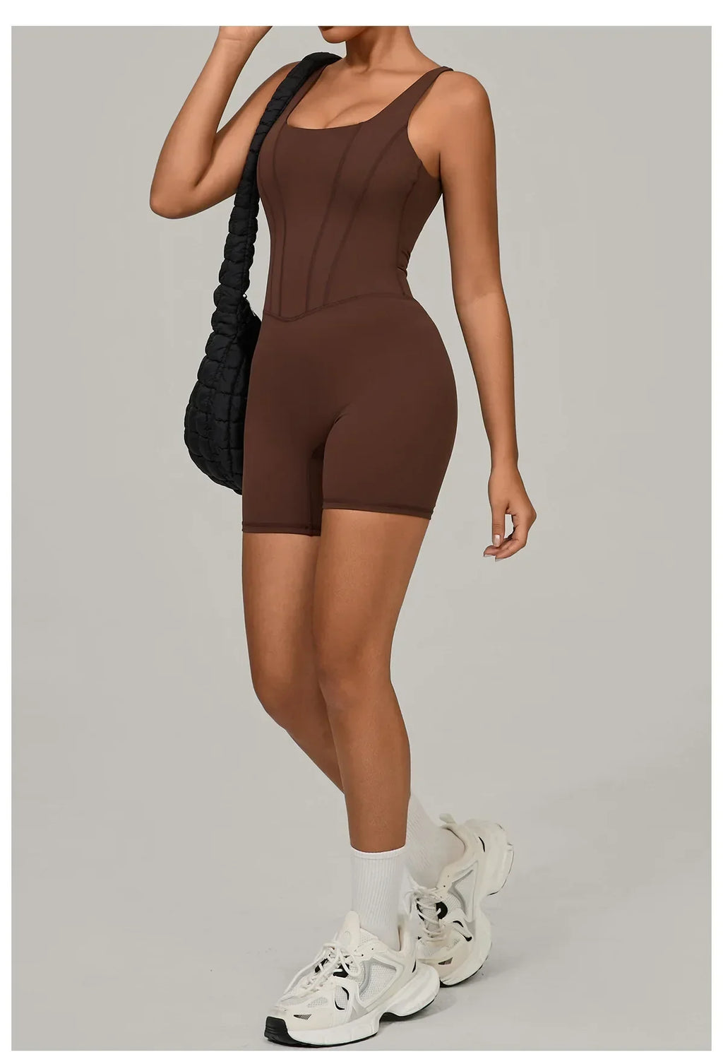Women's Tracksuit Backless Workout Rompers Top Bodycon One Piece Halter Sleeveless Bodysuit Short Jumpsuits Push Up Sportswear
