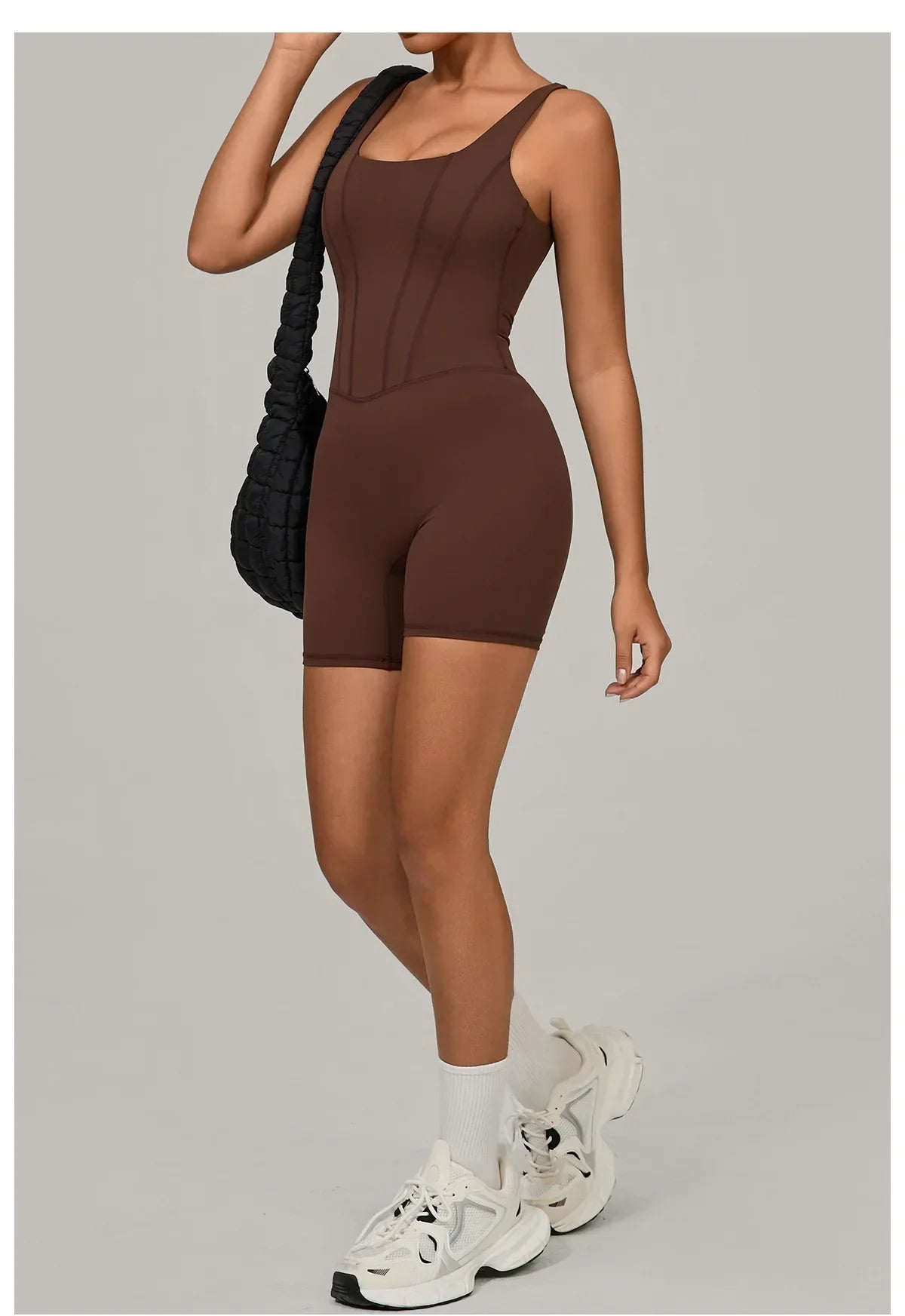 Women's Tracksuit Backless Workout Rompers Top Bodycon One Piece Halter Sleeveless Bodysuit Short Jumpsuits Push Up Sportswear