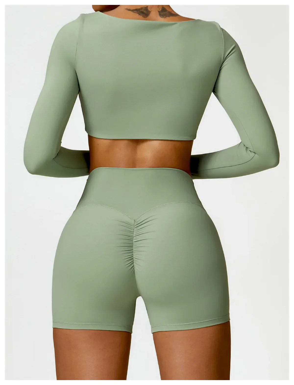 Women Tracksuit Yoga Set 2PCS Sportswear Workout Clothes Athletic Wear Gym Legging Fitness Bra Crop Top Long Sleeve Sports Suits