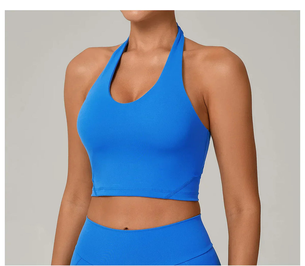 Sexy Impact Sports Bra Women Halter Top High Support Push-up Open Back Gym Bra Shockproof Running Fitness Yoga Workout Underwear