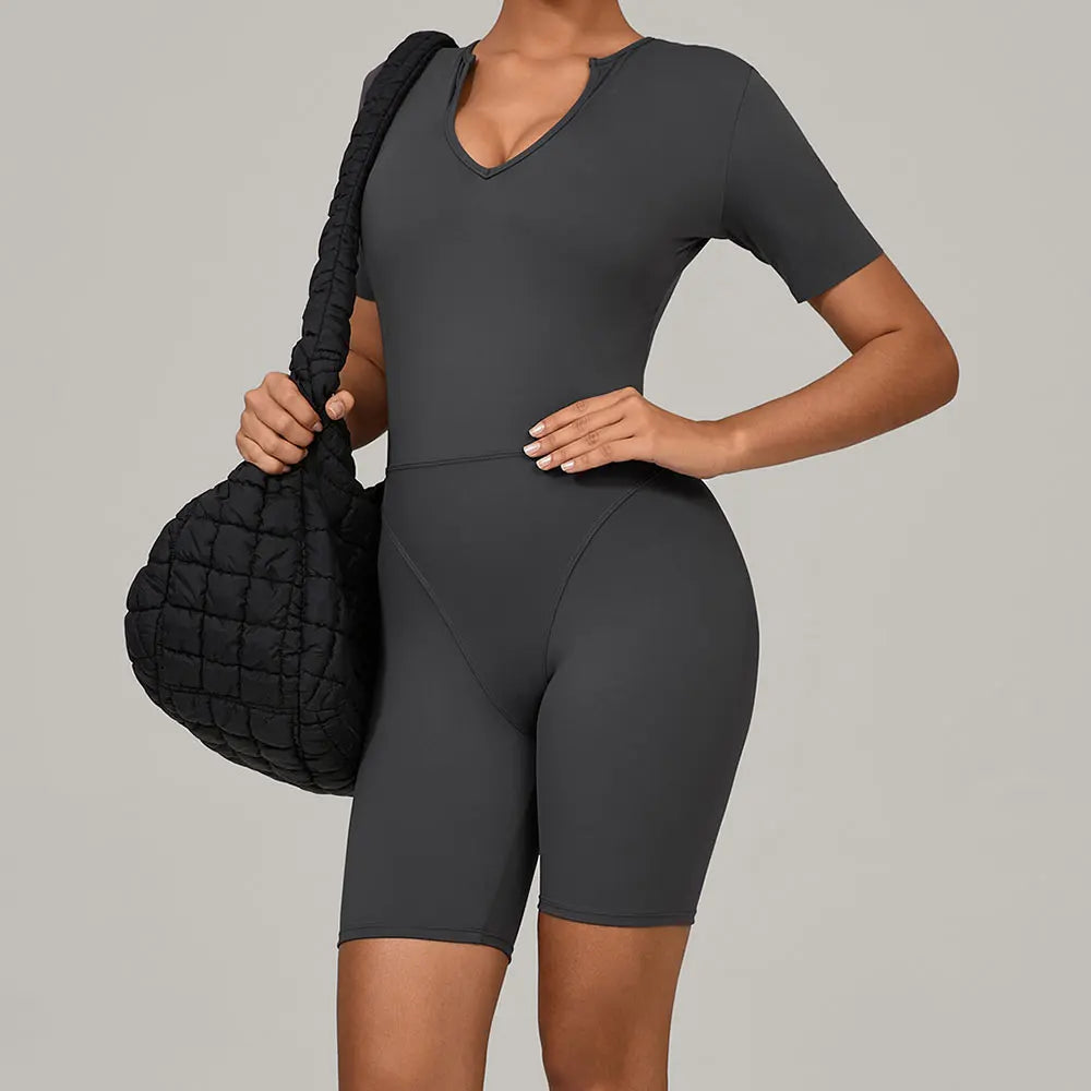 Summer Jumpsuits Short Sleeve Yoga Bodysuit Women Yoga Set Gym Tracksuit Push-up Rompers Workout Clothes Dance Fitness Bodysuit