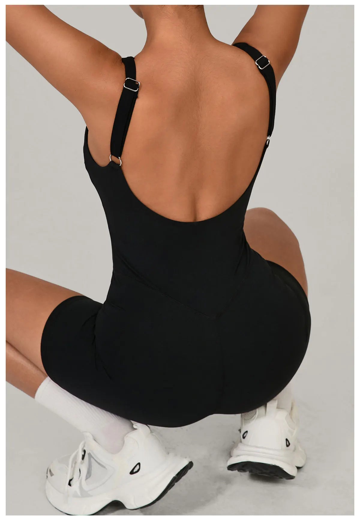Women's Tracksuit Backless Workout Rompers Top Bodycon One Piece Halter Sleeveless Bodysuit Short Jumpsuits Push Up Sportswear
