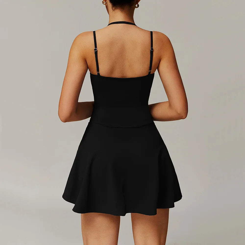 Gym Jumpsuits Women's Fitness Suit Short Sets Sports Overalls for Woman Tracksuit Yoga Clothing Workout Sportswear Short Skirt