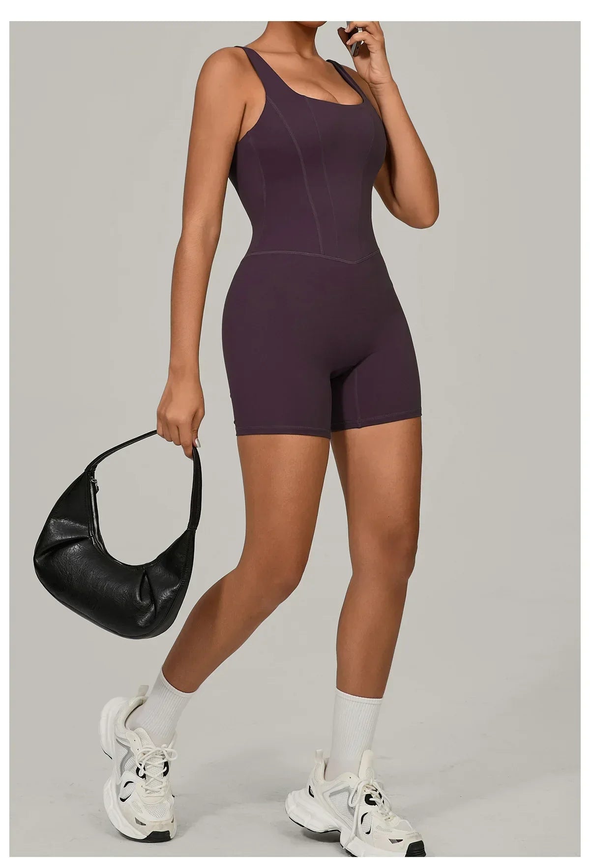 Women's Tracksuit Backless Workout Rompers Top Bodycon One Piece Halter Sleeveless Bodysuit Short Jumpsuits Push Up Sportswear