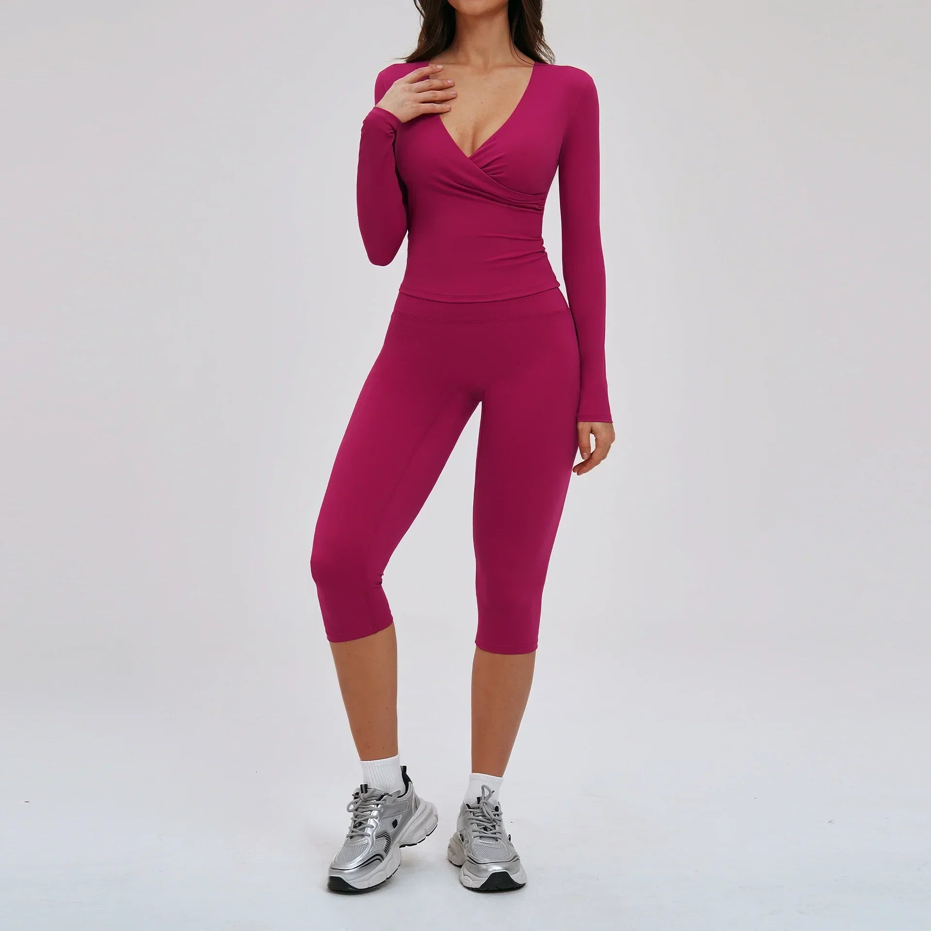 Yoga Suit 2PCS Sports Outfits Women Quick-Drying Gym Set Women Tracksuit Running Workout Long Sleeve Sports Shirt Yoga Clothing