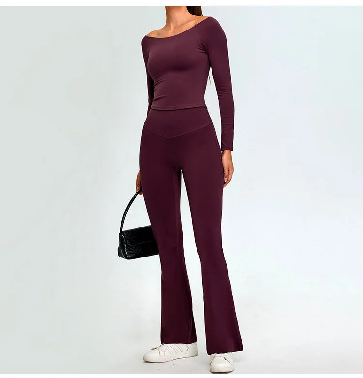Yoga Set Women's Tracksuit 2 Pieces Workout Sportswear Running Gym Clothing High Waist Leggings Fitness Long Sleeved Sports Suit
