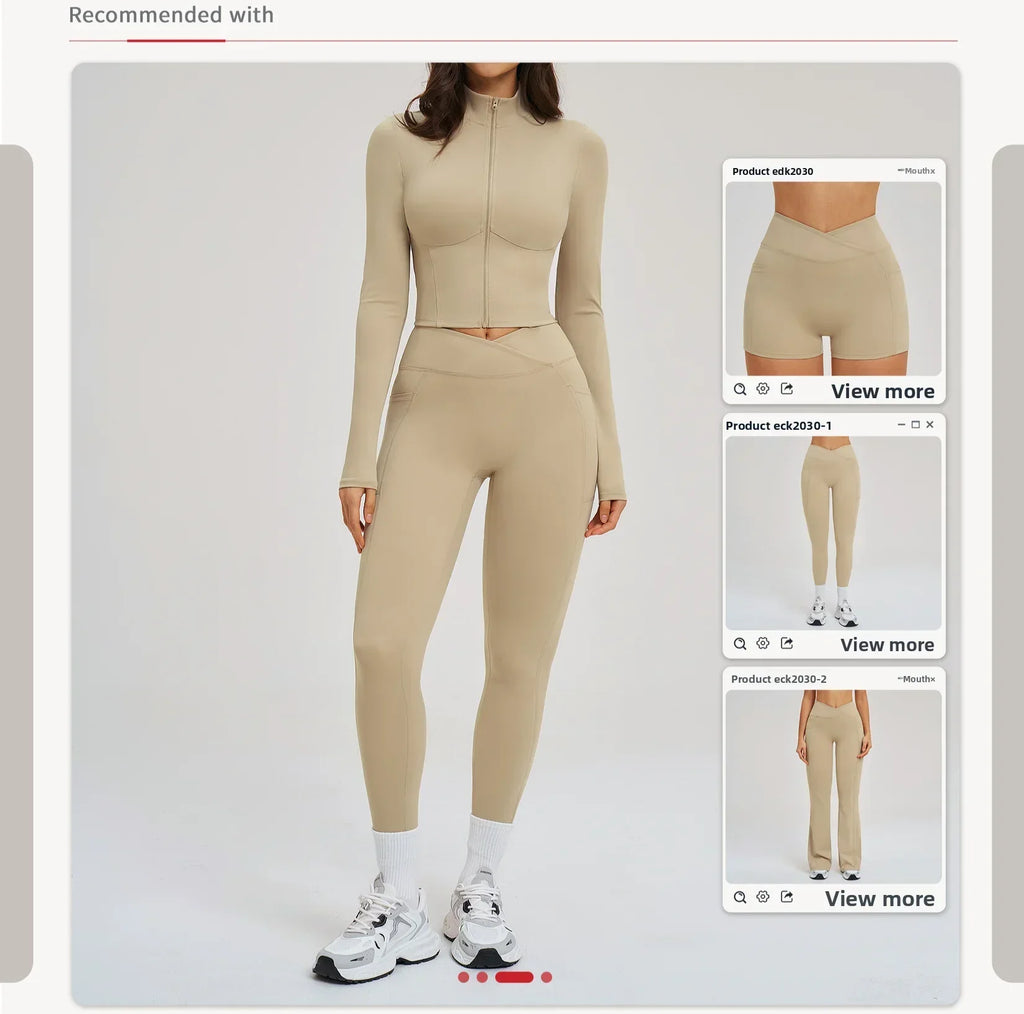Yoga Long Sleeve Zipper Jacket Women Crop Tops T-shirts Solid Sports Top Running Shirts Sexy Quick Dry Fitness Gym Sport Wear
