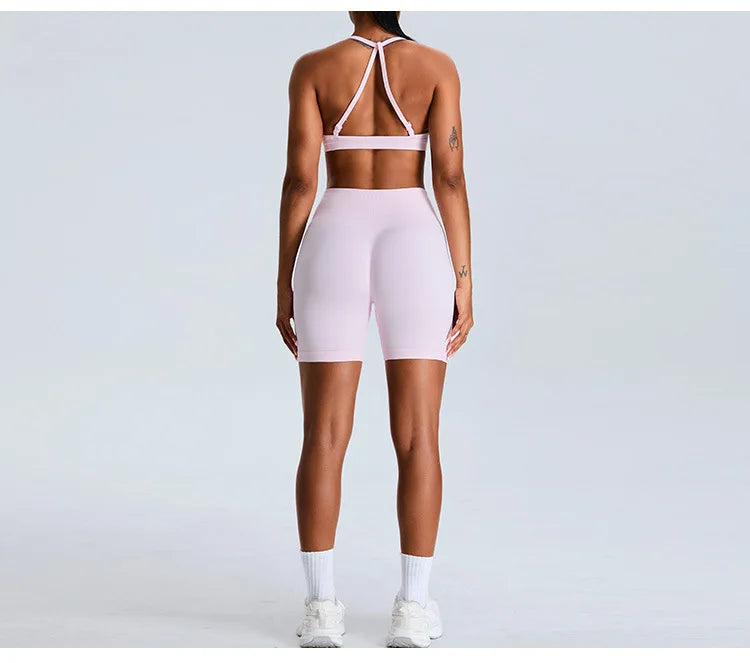 Women Sports Underwear Scrunch Push-up High Support Adjustable Thin Shoulder Strap Tank Fitness Top Seamless Workout Yoga Bras