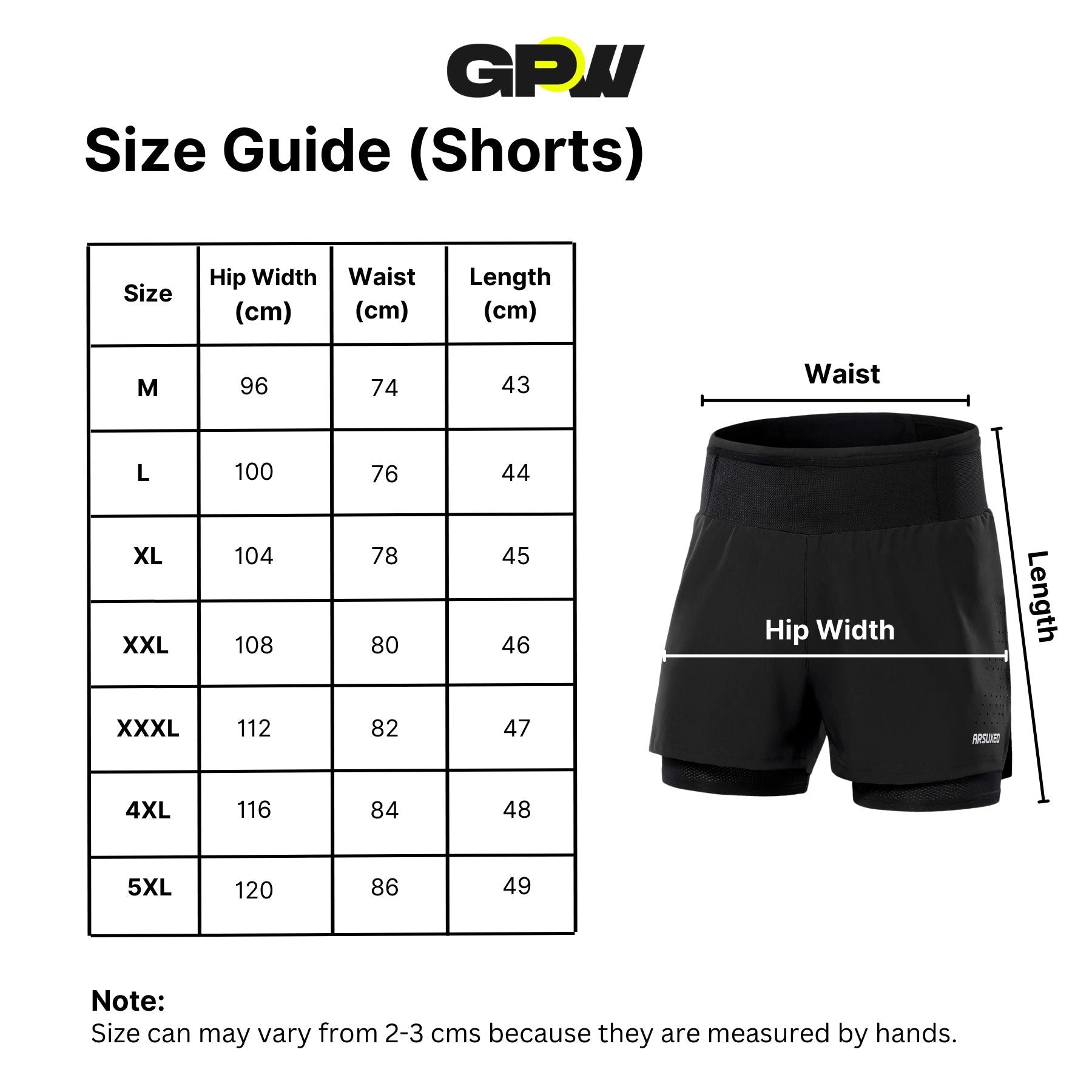 GPW Men's 2-in-1 Running Shorts for Gym & Fitness Workouts