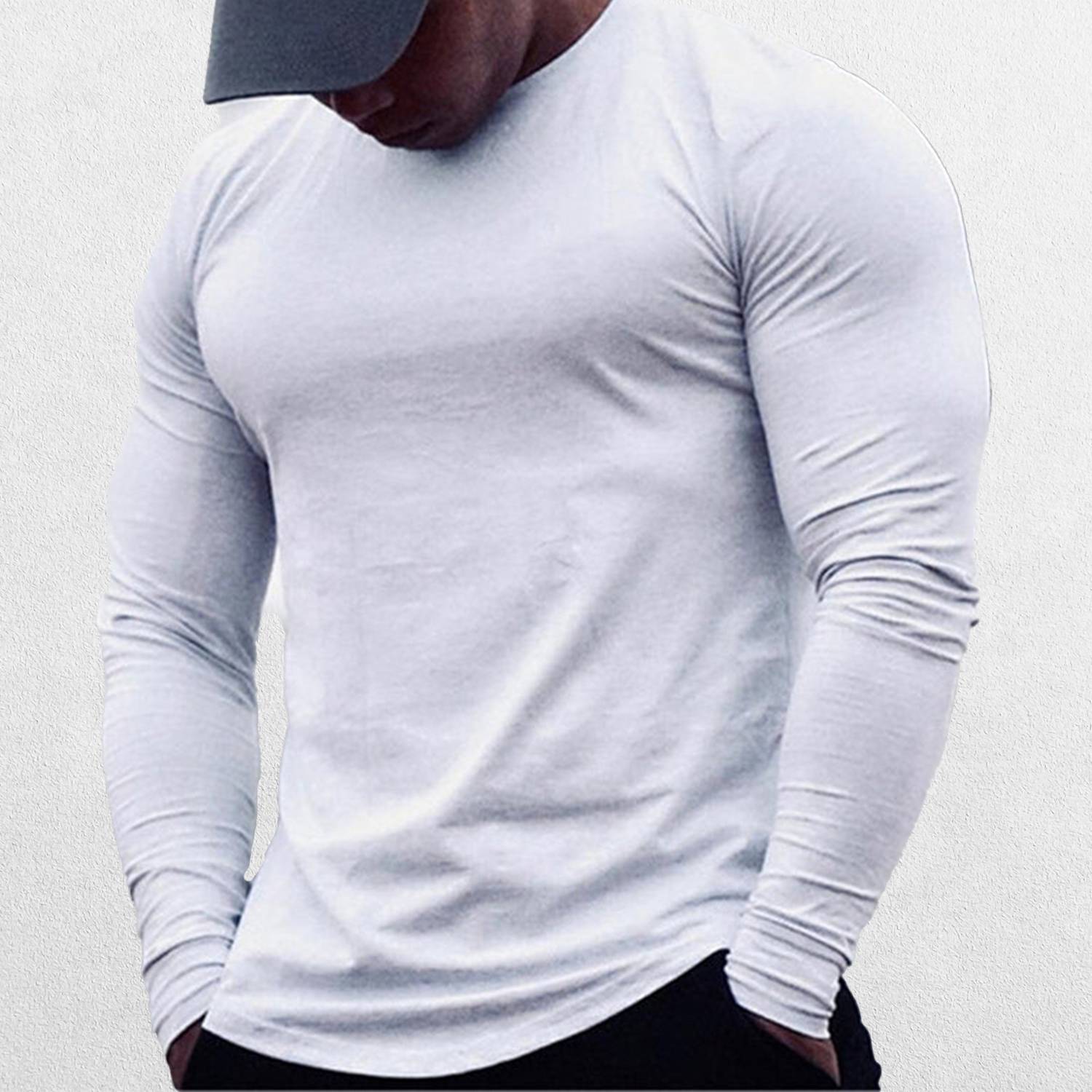 GPW Long Sleeve Cotton T-Shirt for Men - Bodybuilding and Sports